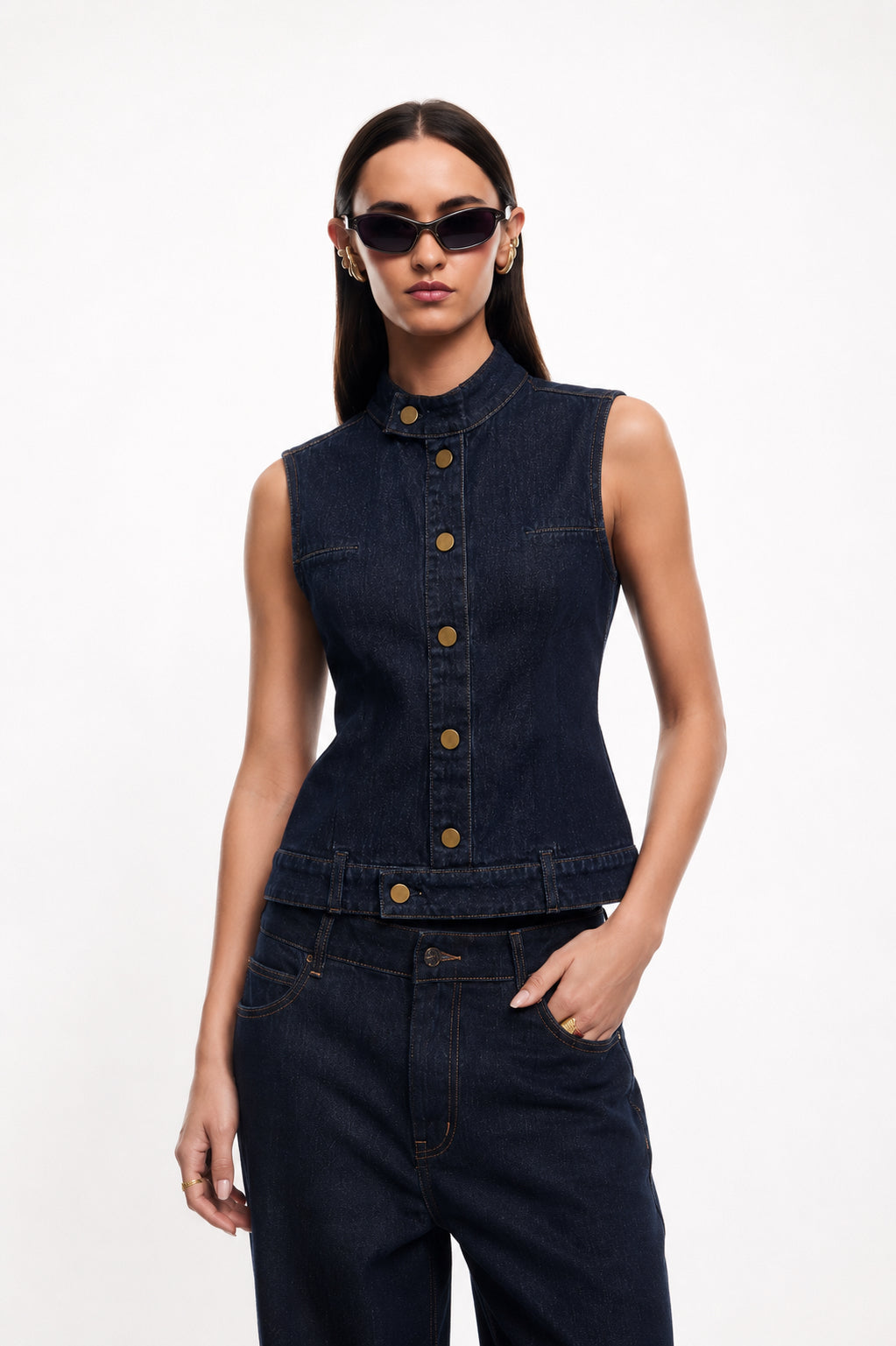 BUTTONED DENIM TOP