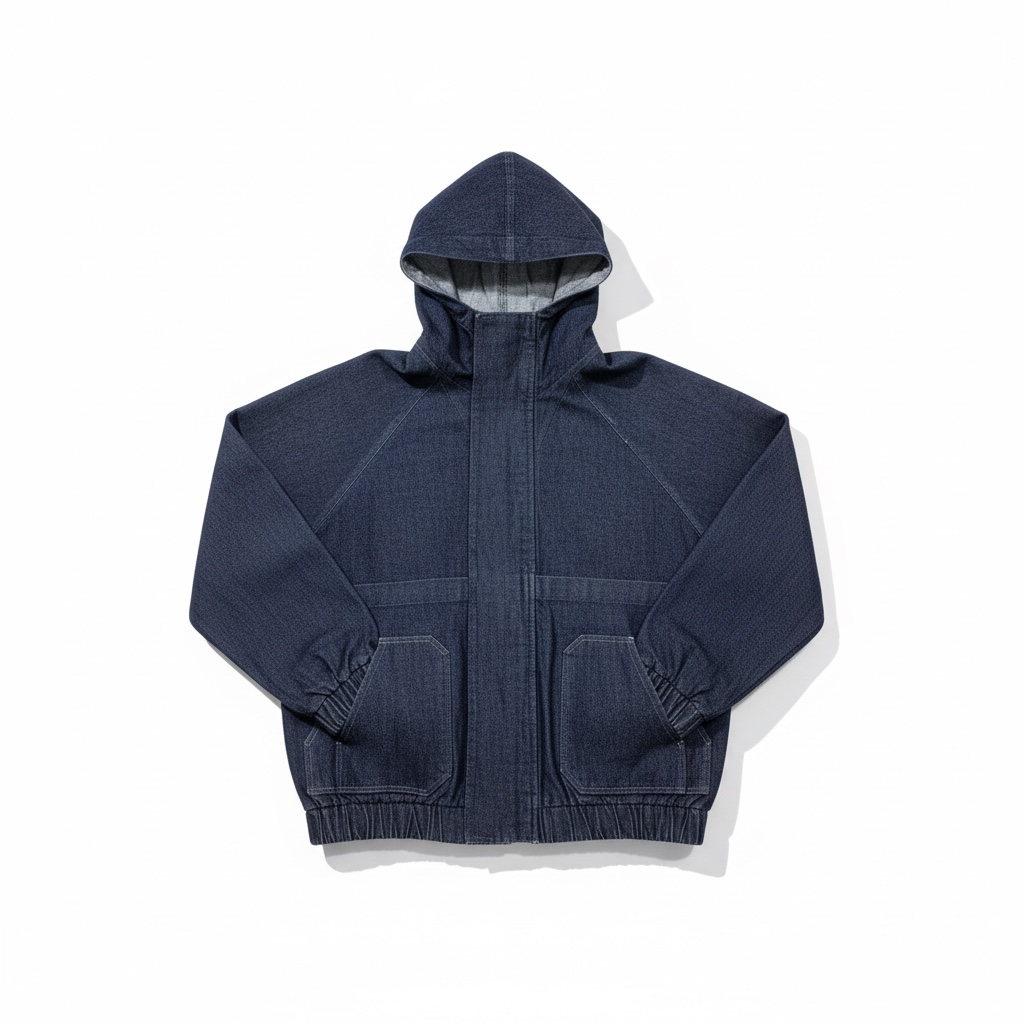 ZIP-UP HOODED DENIM JACKET