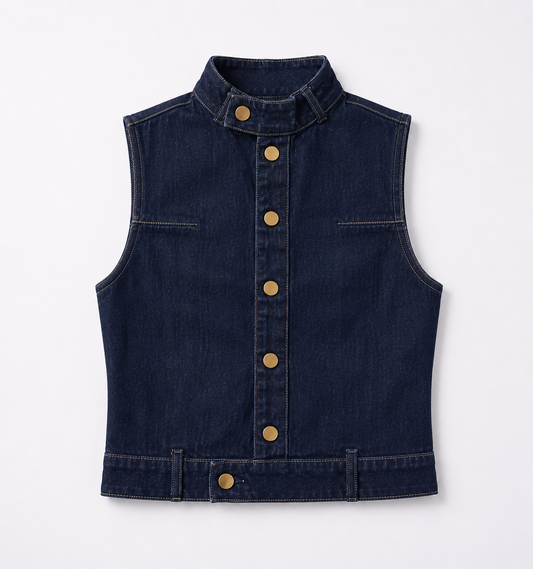 BUTTONED DENIM TOP