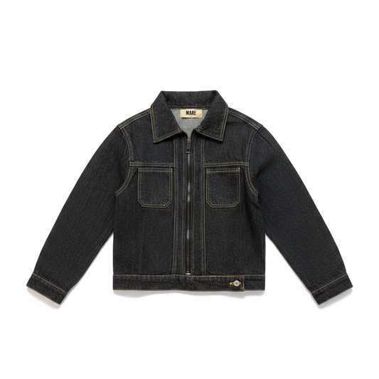 ZIP-UP CROPPED DENIM JACKET