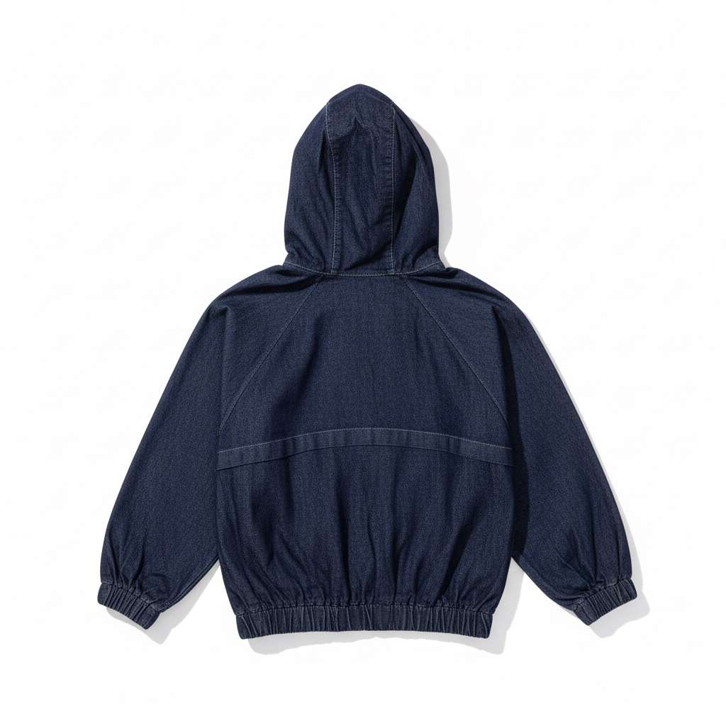 ZIP-UP HOODED DENIM JACKET