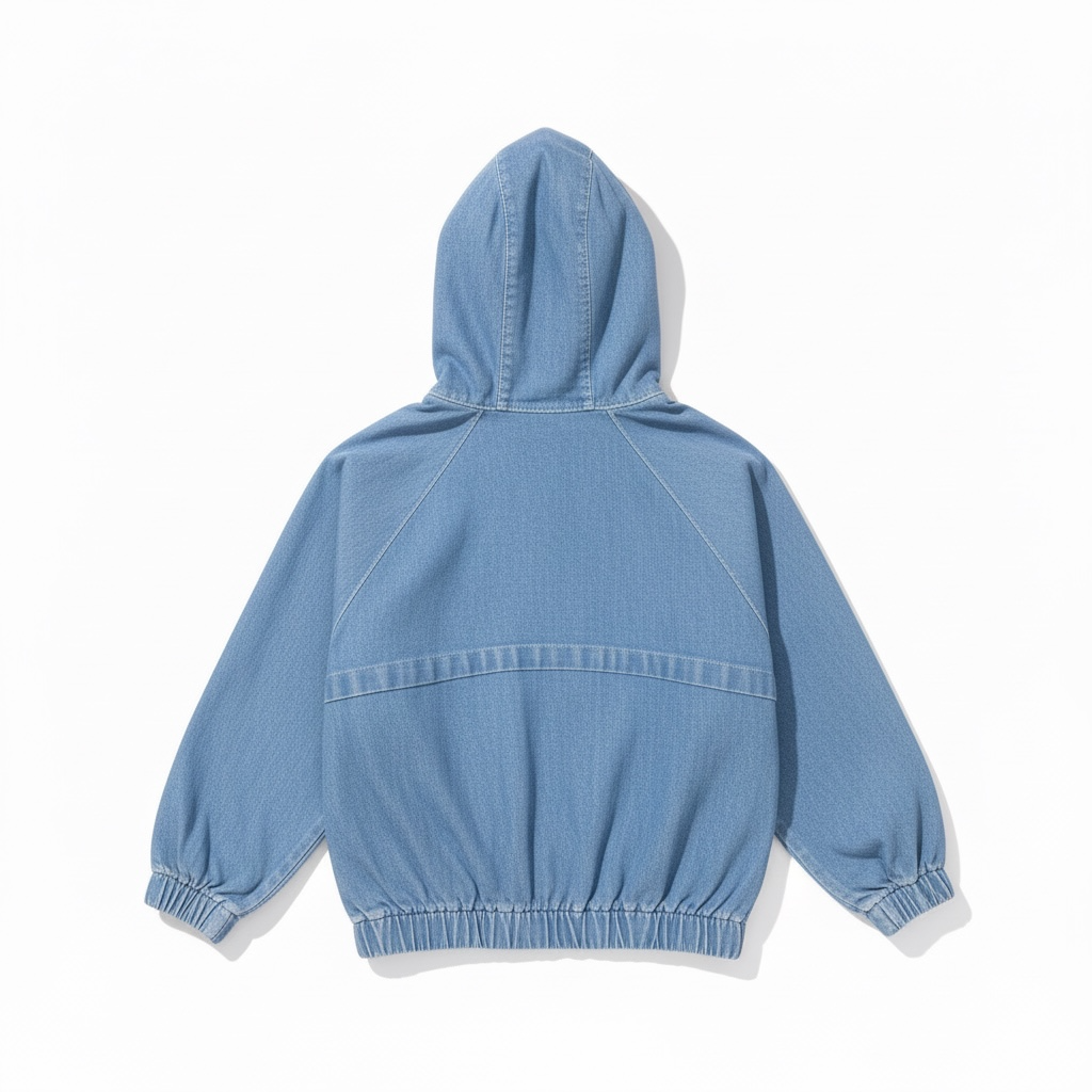ZIP-UP HOODED DENIM JACKET