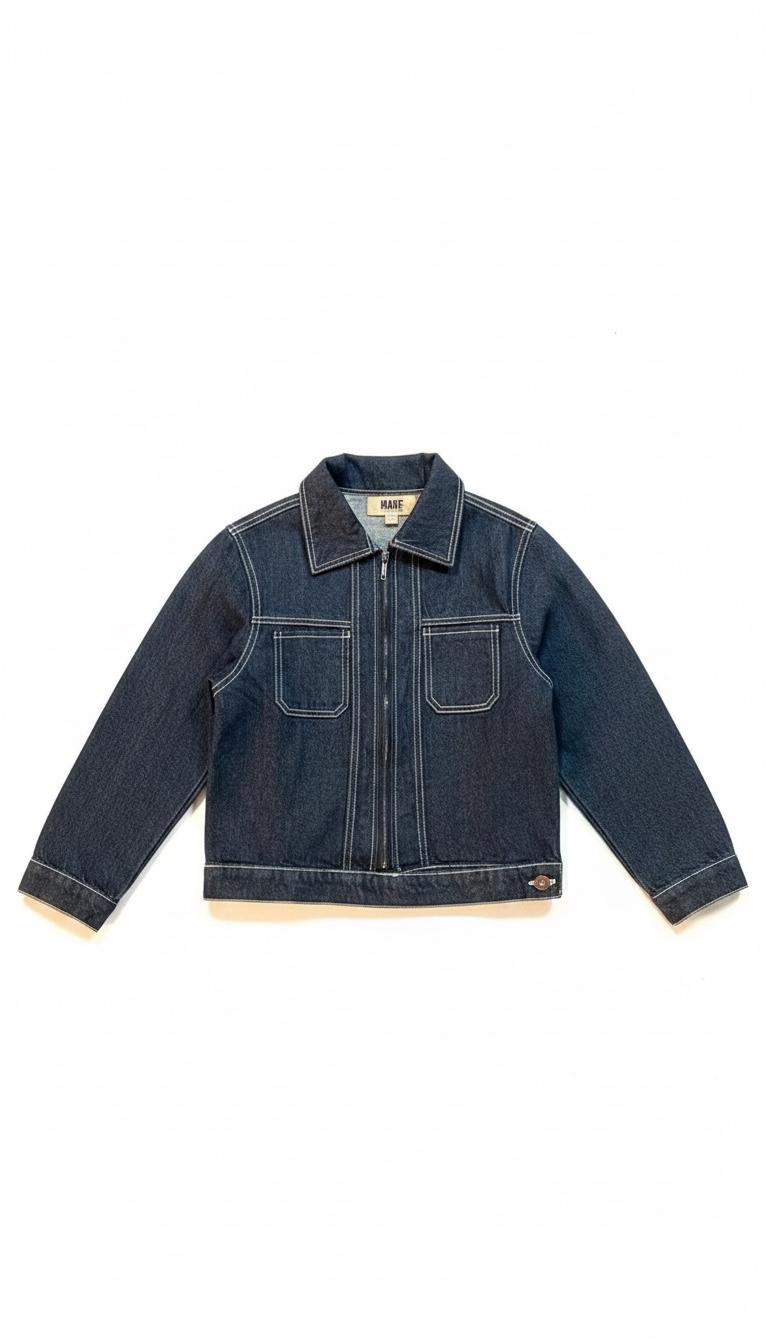 ZIP-UP CROPPED DENIM JACKET